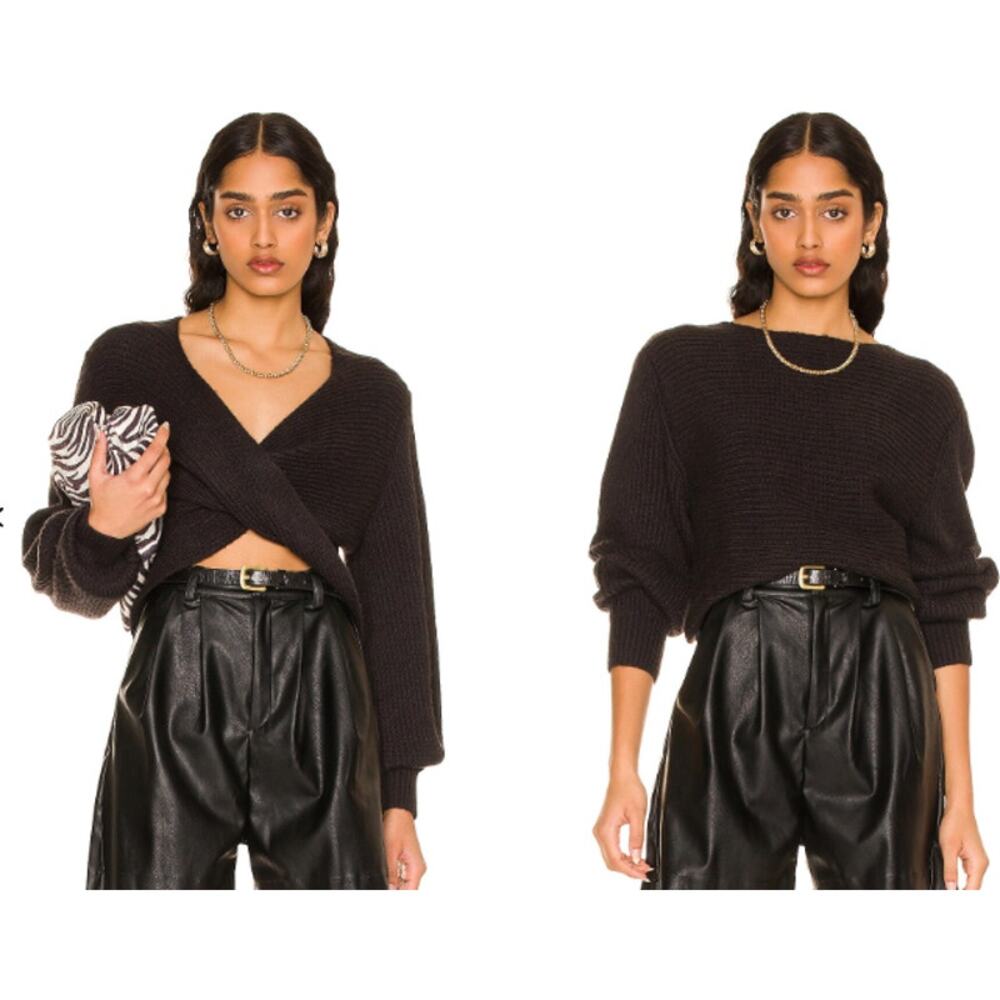 525 America Two Way Twist Convertible Black Sweater NWT S